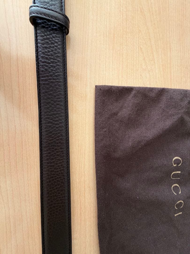 GUCCI 3連バックル レザーベルト 保存袋付き
