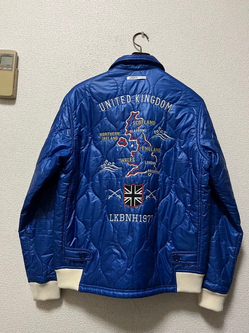 ネイバーフッド　スーベニアジャケット　/M　青　刺繍　ワッペン　中綿キルティング