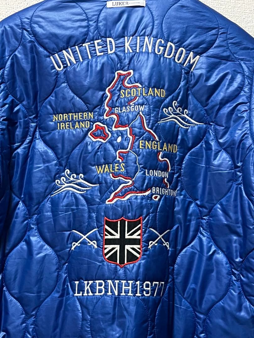 ネイバーフッド　スーベニアジャケット　/M　青　刺繍　ワッペン　中綿キルティング