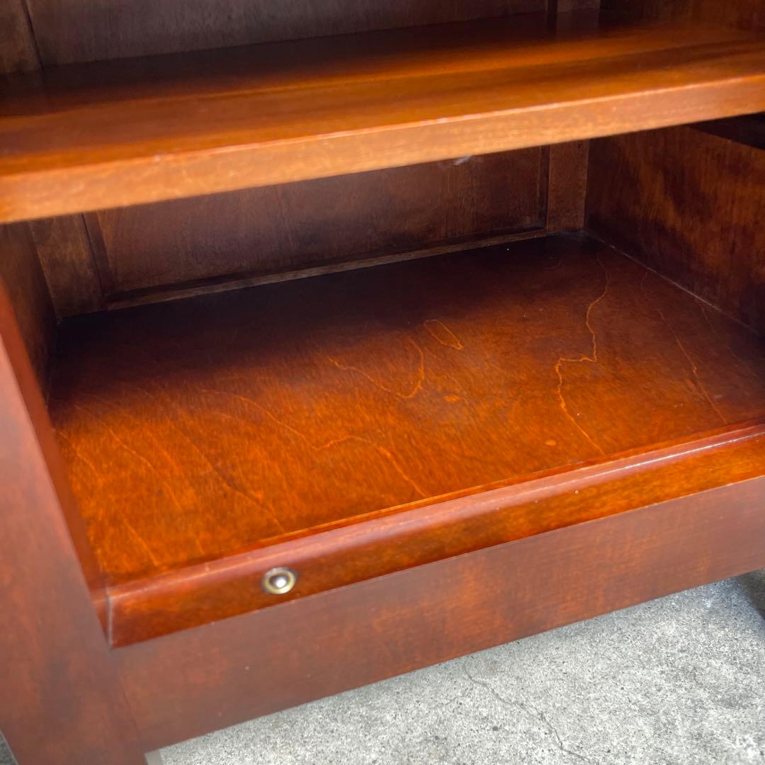 美品　松本民芸家具 ミズメザクラ無垢材 C型電話台 キャビネット 天然木