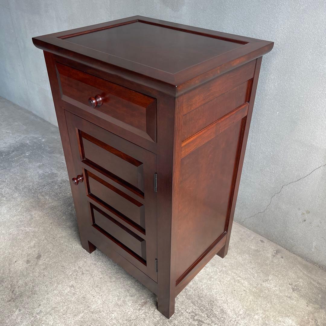 美品　松本民芸家具 ミズメザクラ無垢材 C型電話台 キャビネット 天然木