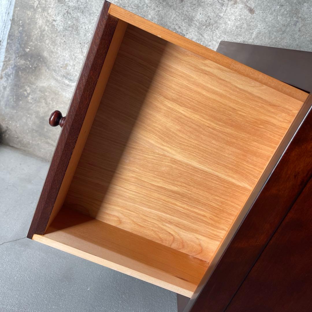 美品　松本民芸家具 ミズメザクラ無垢材 C型電話台 キャビネット 天然木