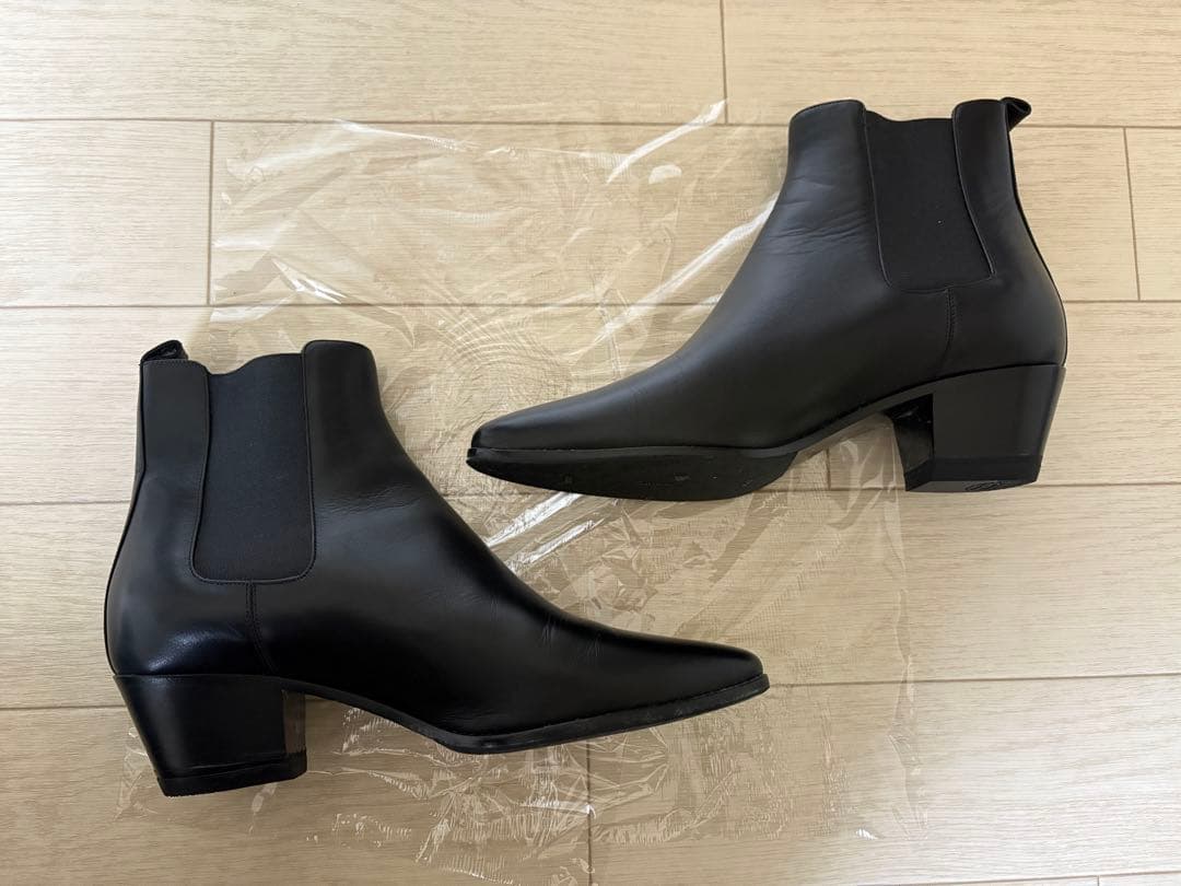 ブラック レザー サイドゴアブーツ