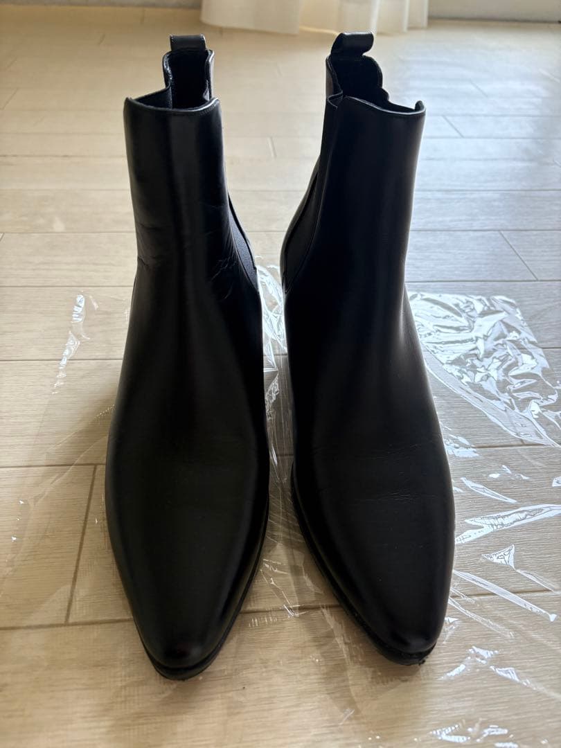 ブラック レザー サイドゴアブーツ