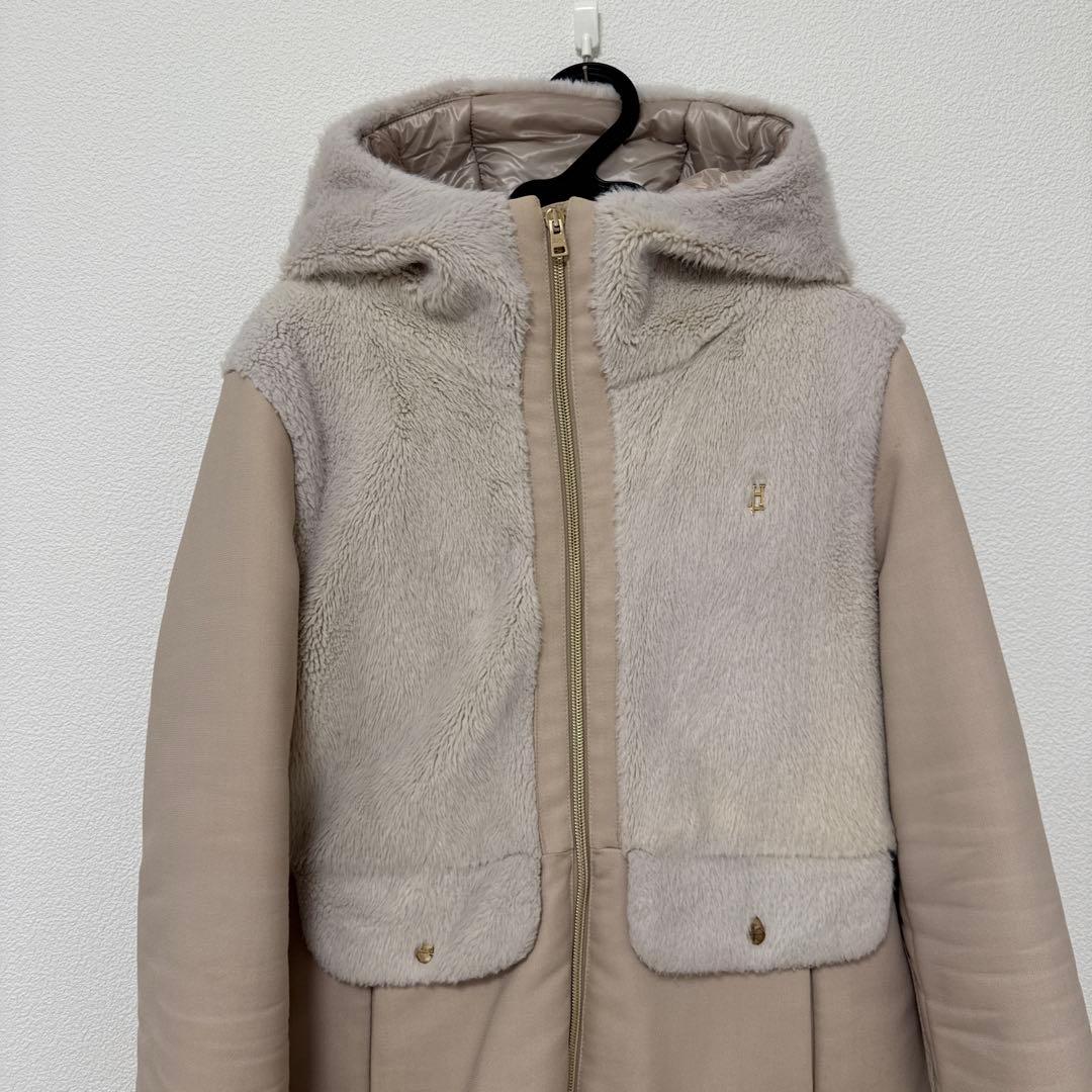 ヘルノ　キッズ　12A フード付きベージュダウンジャケット