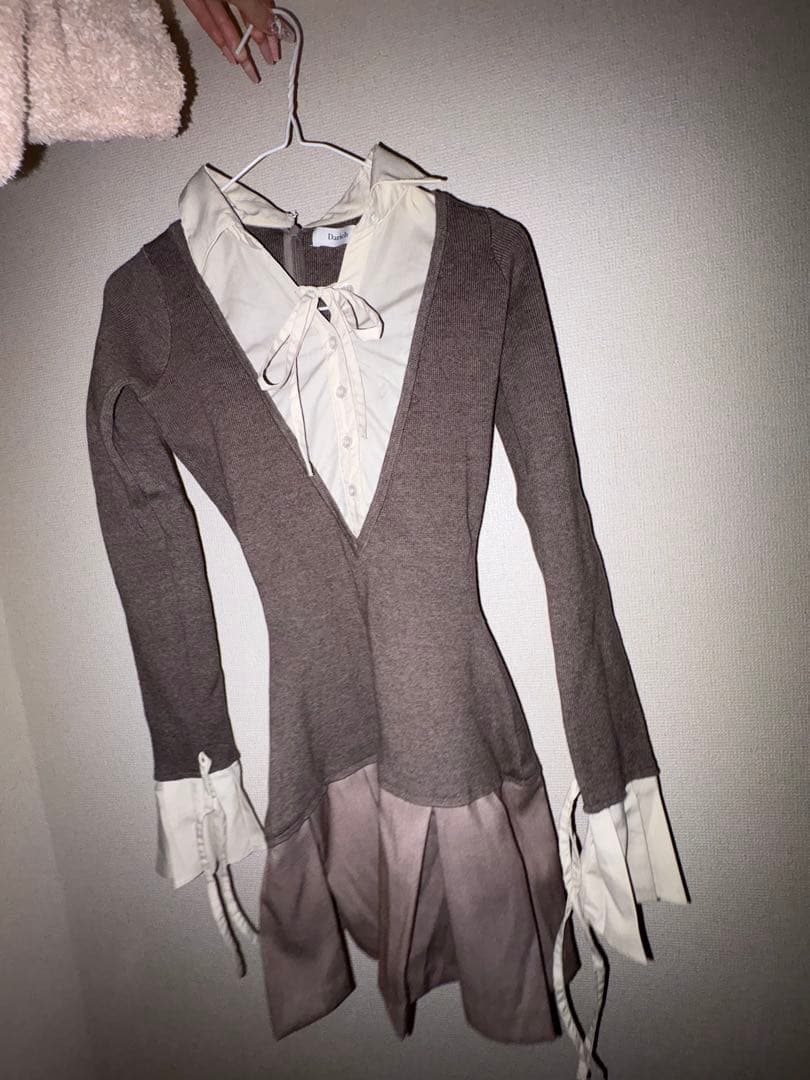 Darich ダーリッチ シャツドッキングプリーツミニワンピース