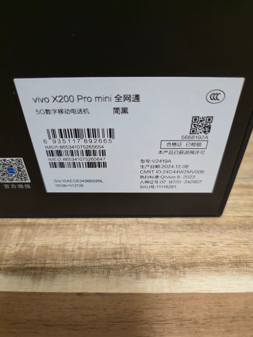 VIVO X200 Pro mini black 大陸版 16GB 512GB