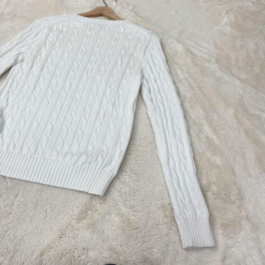 ✨美品✨ポロラルフローレン ケーブルニット 白 綿100% M ポニー刺繍 王道