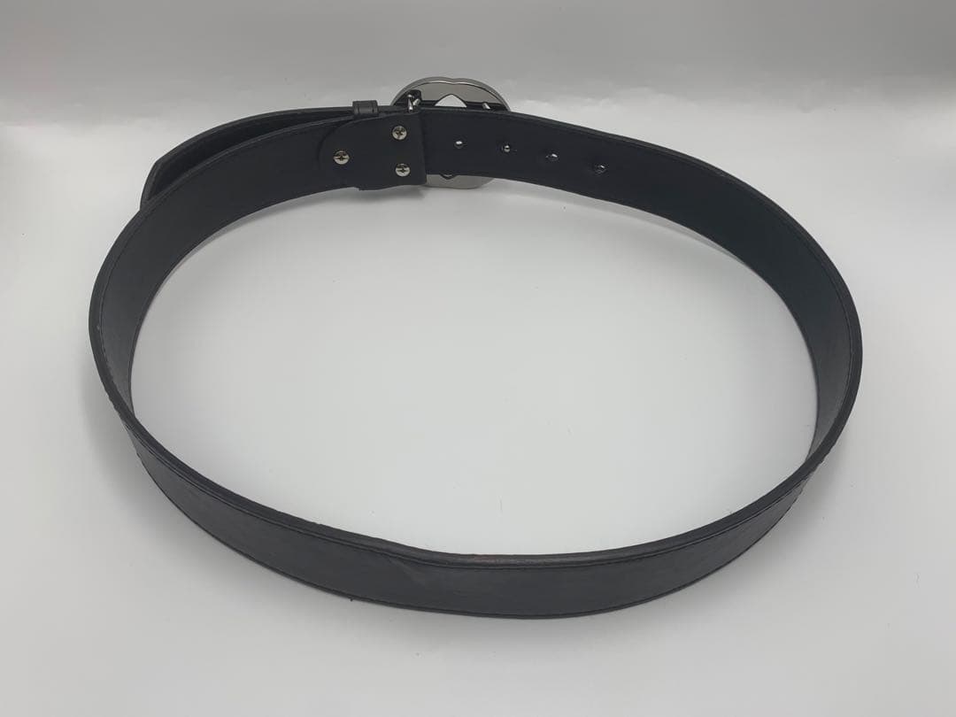 【グッチ　GUCCI ダブルGロゴ ブラックレザーベルト　シルバー