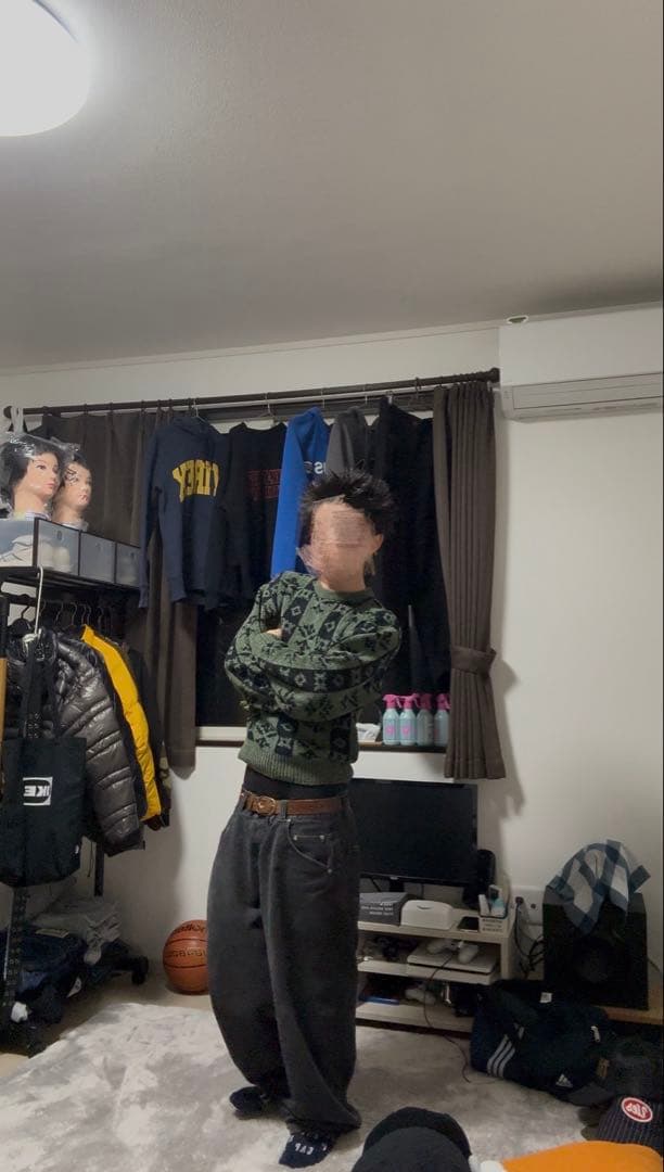 hhh　古着 vintage 柄ニット 短丈 90s