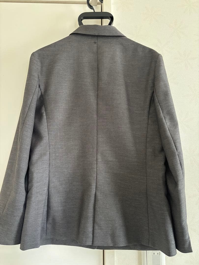 AOKI麻調グレー テーラードジャケットクロップドパンツセット