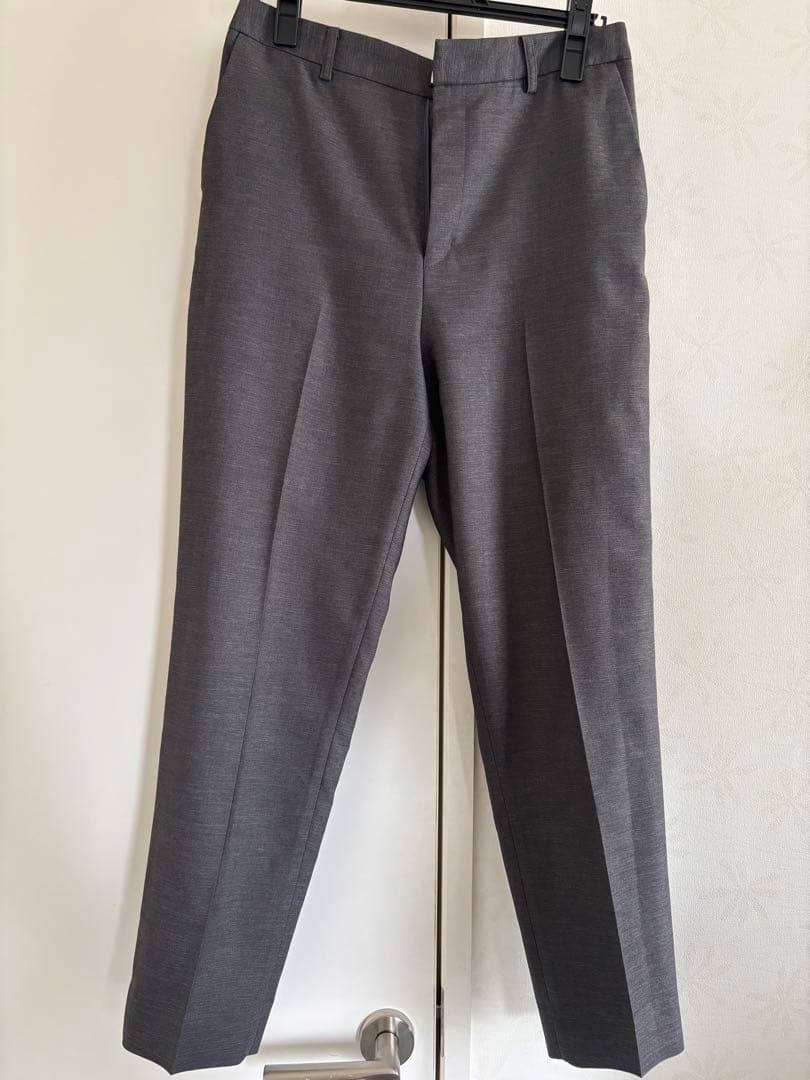 AOKI麻調グレー テーラードジャケットクロップドパンツセット