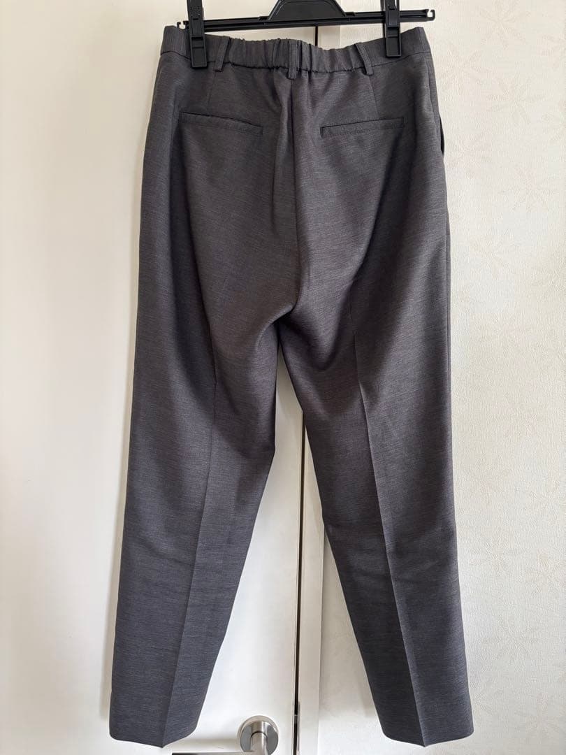 AOKI麻調グレー テーラードジャケットクロップドパンツセット