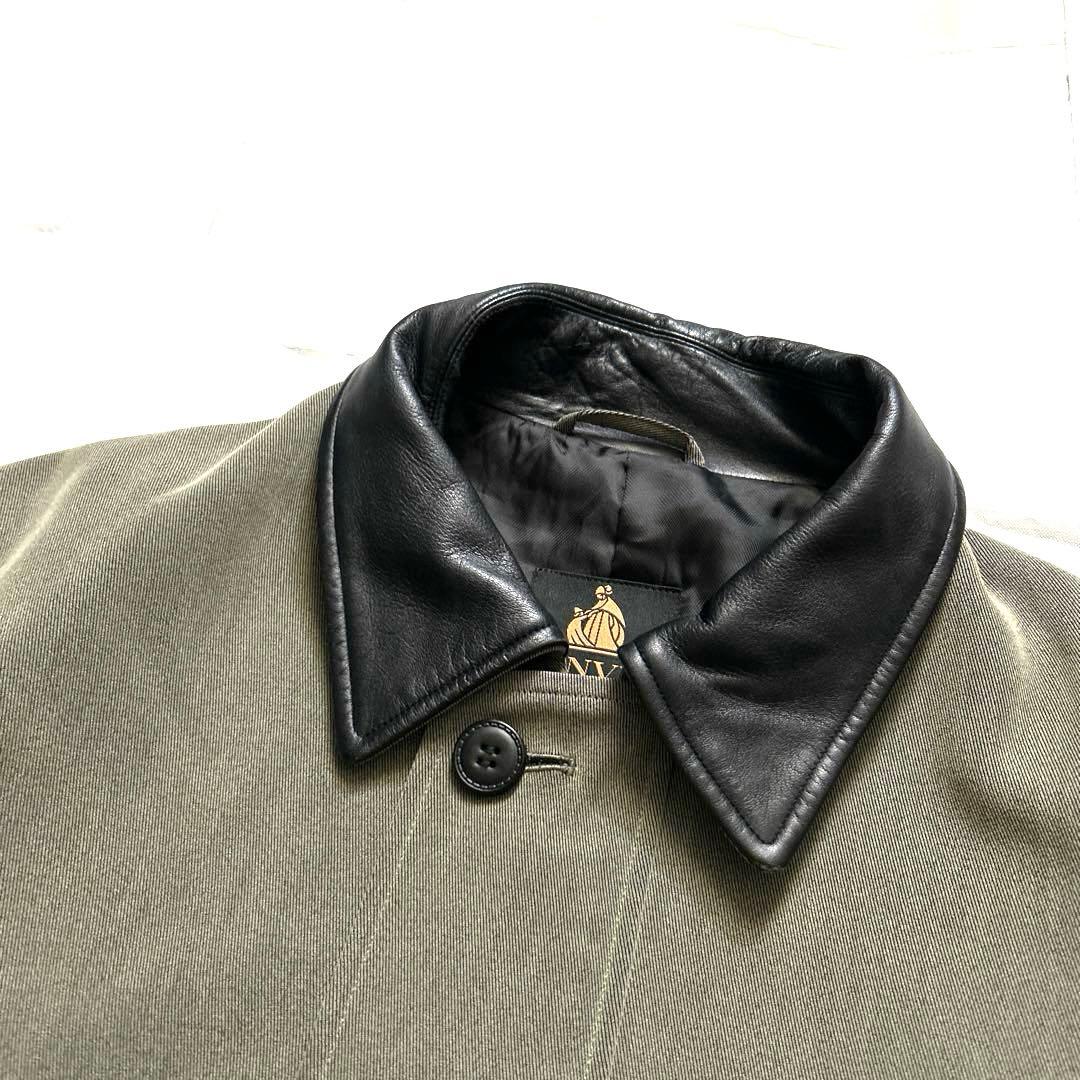 90sヴィンテージLANVINランバンクラシックデザイン革レザー襟コート