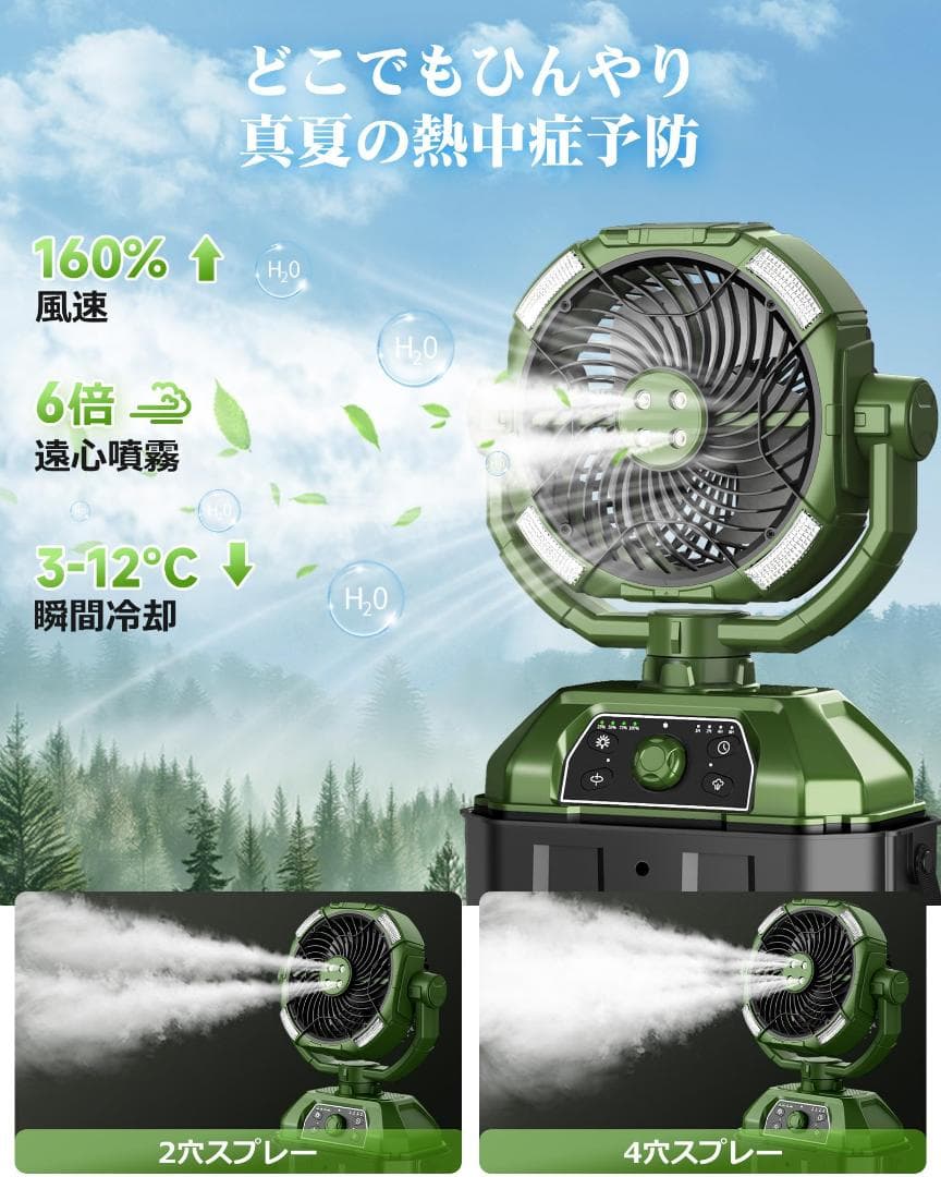 最大55時間連続使用✨ミストファン扇風機✨ミスト扇風機 サーキュレーター