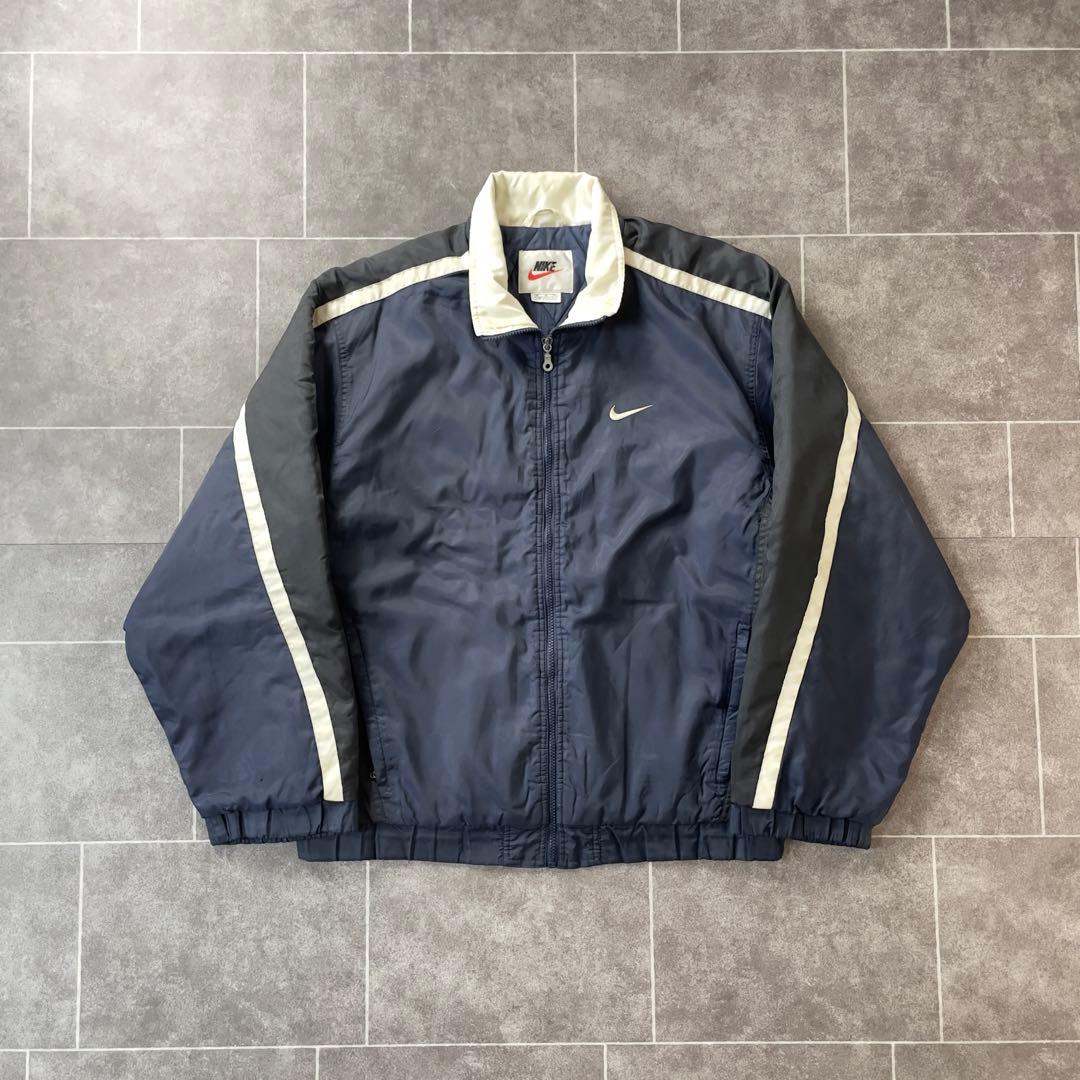 90-00s Nike ナイキ オールド 中綿 ナイロンジャケット ネイビーM