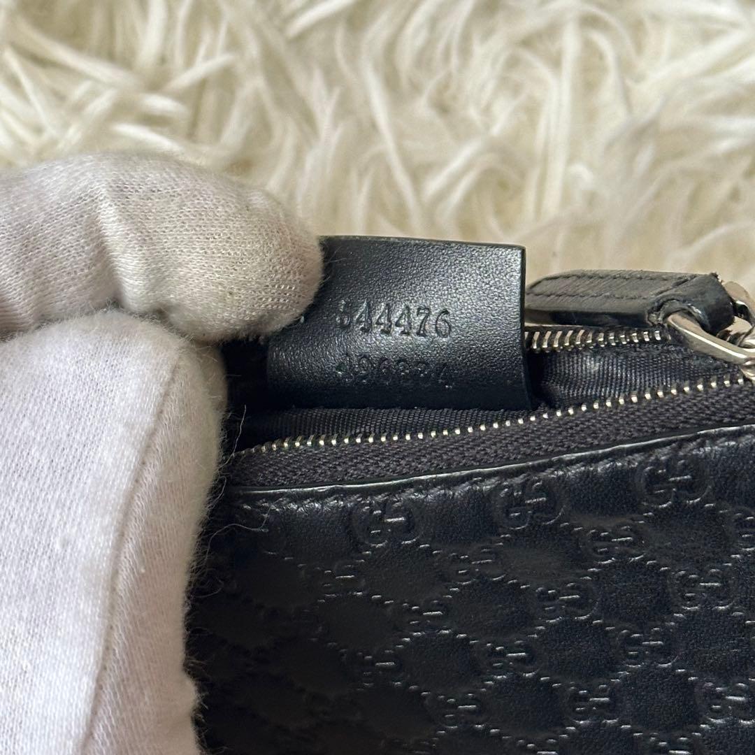 ✨️美品✨️ グッチ ケース マイクロシマ チェーン GG柄 レザー 黒