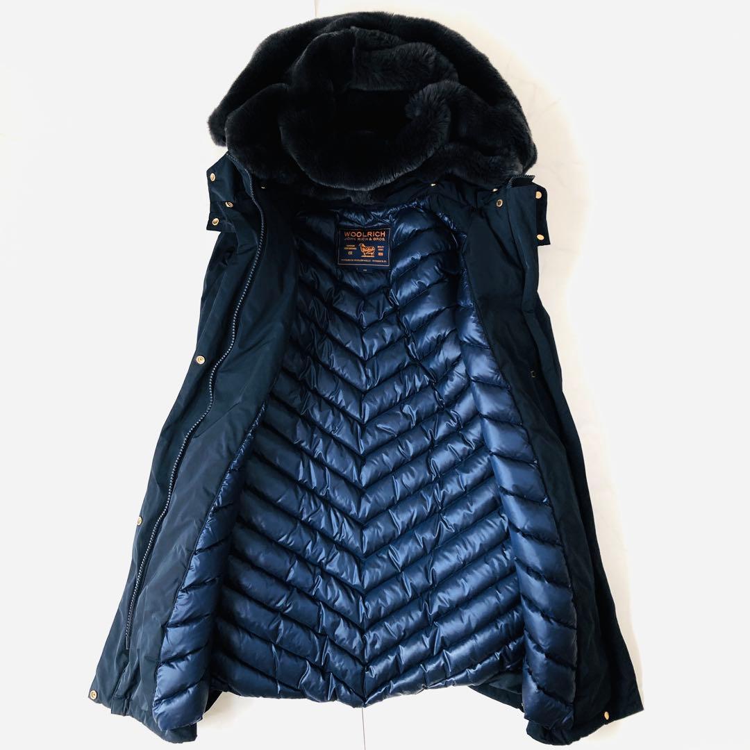 美品✨ウールリッチ　ボウブリッジ　ダウンコート　ラビットファー　ネイビー　XS