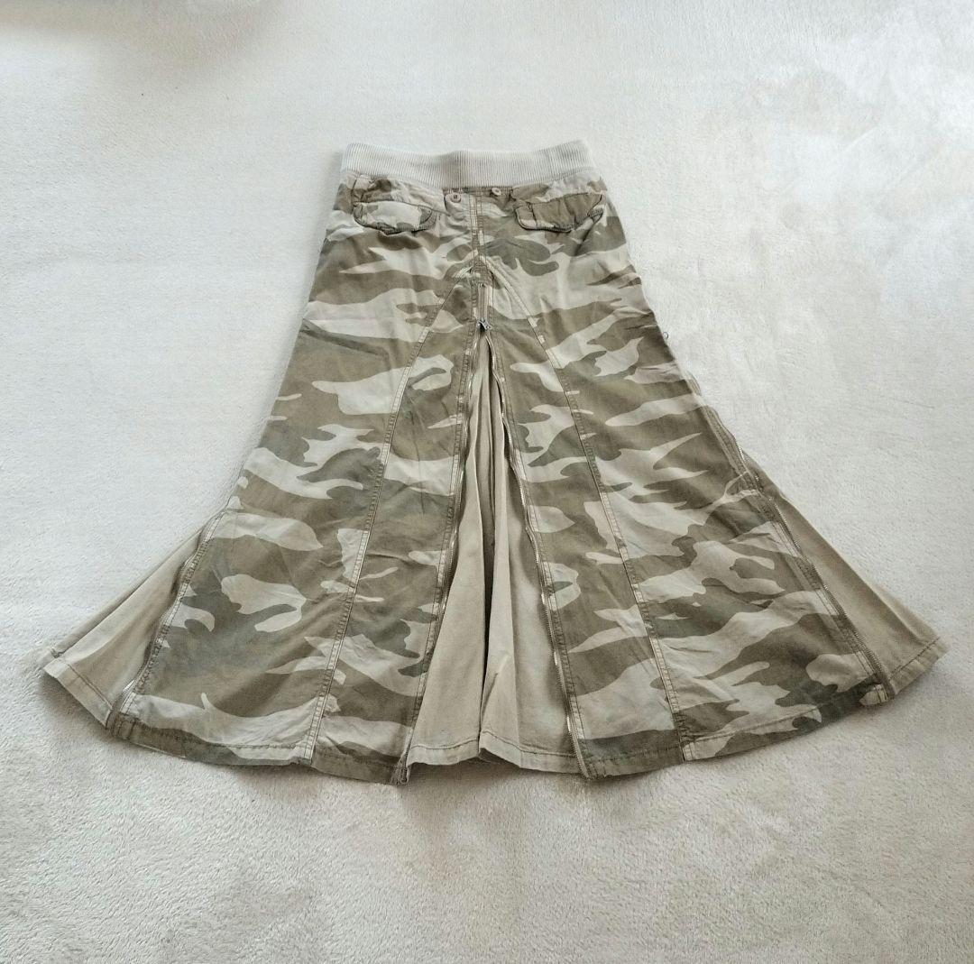 希少　goa ミリタリーロングスカート　迷彩　y2k 　Ｓ