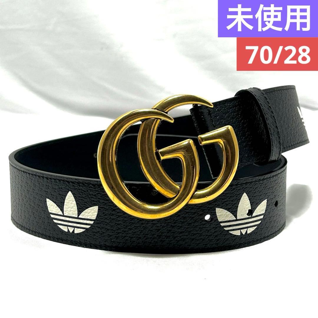 グッチ アディダス コラボ 限定 GGマーモント レザーベルト ブラック 黒色