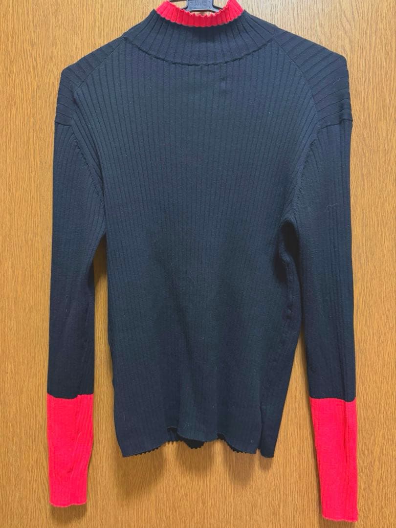 ANIECA Bicolor Rib Knit/バイカラーリブ ニット 黒×赤