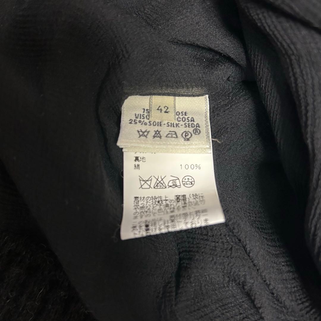 エルメス エクスリブリス ニット チュニック ベロア 黒 グレー 42