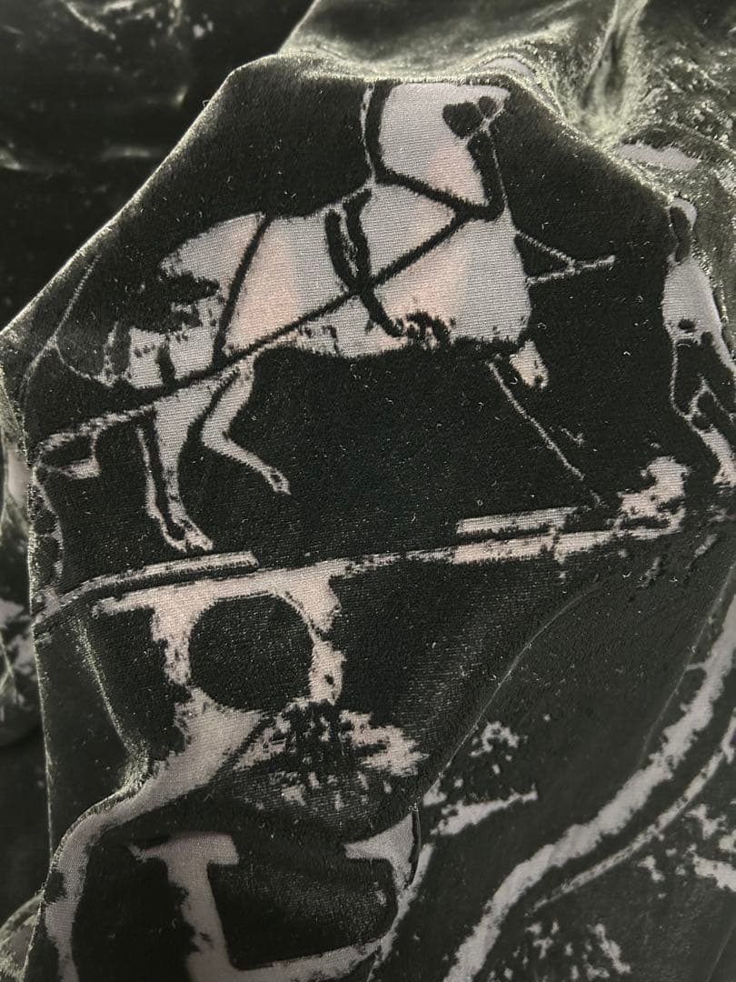 エルメス エクスリブリス ニット チュニック ベロア 黒 グレー 42