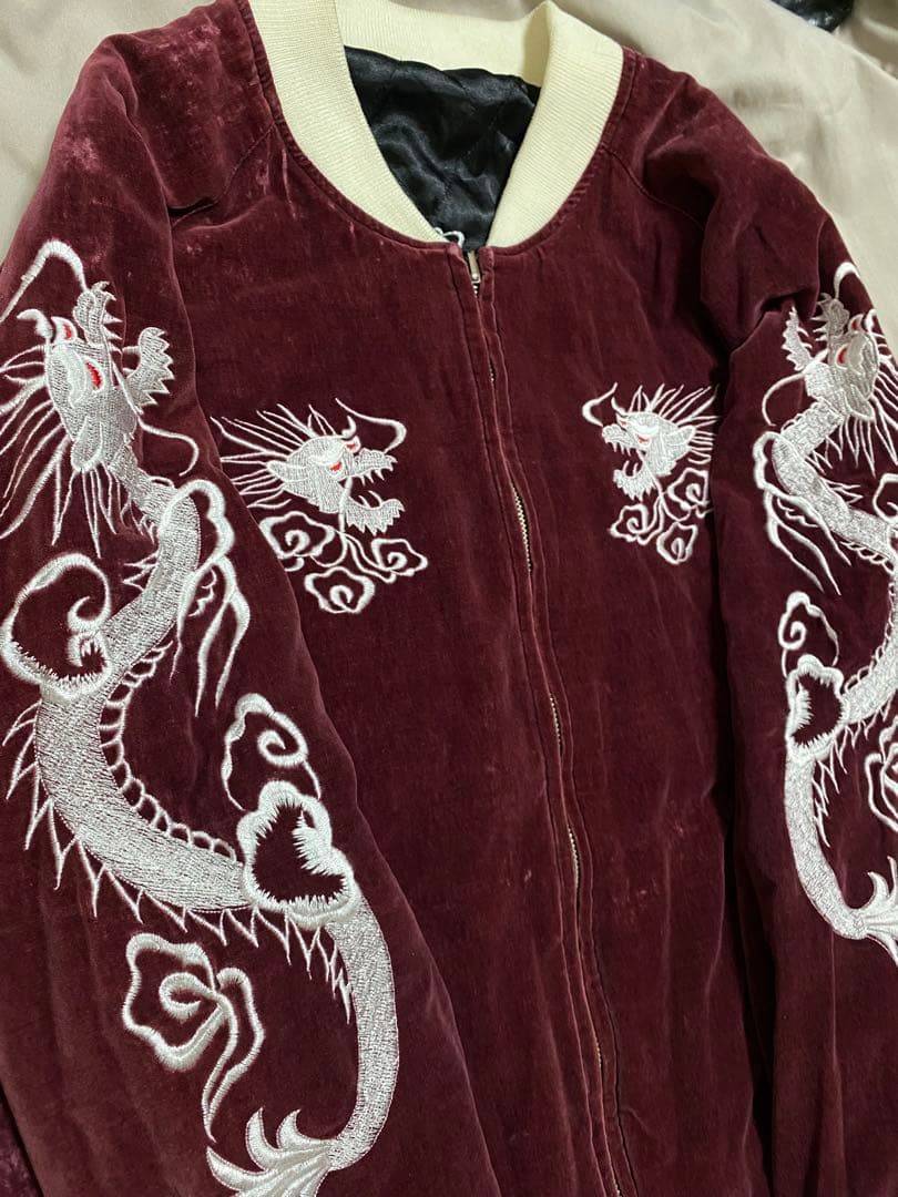 OPEN DICH ２面用　日本限定 龍虎 スカジャン 別珍　サテン