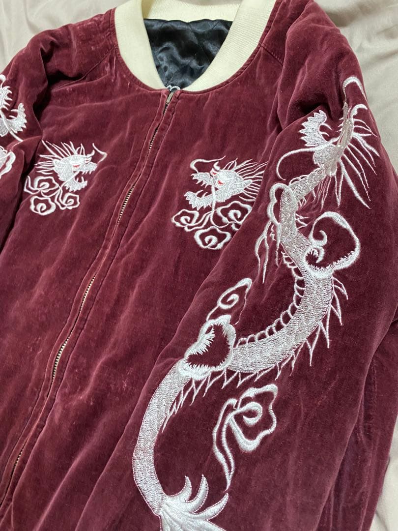 OPEN DICH ２面用　日本限定 龍虎 スカジャン 別珍　サテン