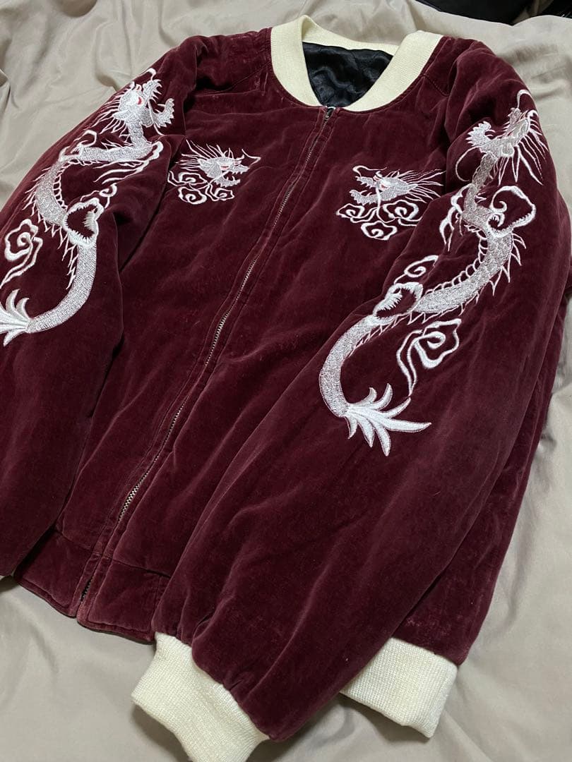 OPEN DICH ２面用　日本限定 龍虎 スカジャン 別珍　サテン