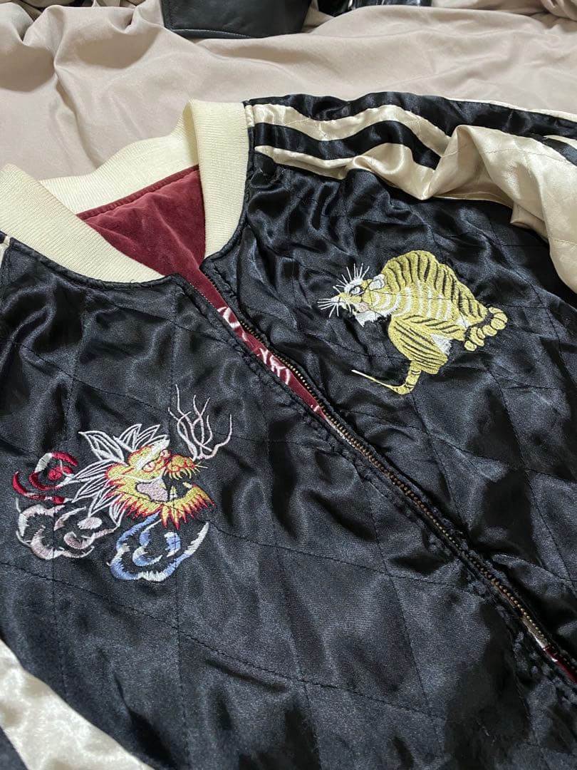 OPEN DICH ２面用　日本限定 龍虎 スカジャン 別珍　サテン