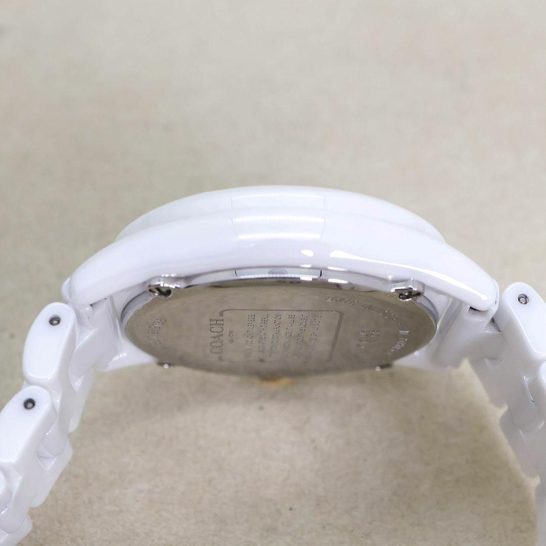 稼働 COACH 腕時計 ホワイト セラミック デイト ストーン 2158