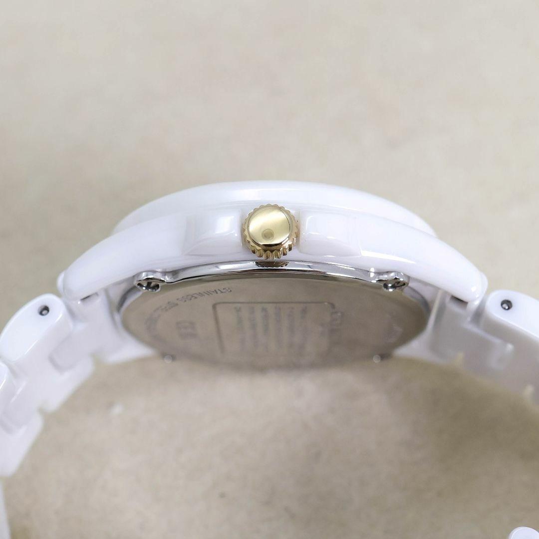 稼働 COACH 腕時計 ホワイト セラミック デイト ストーン 2158