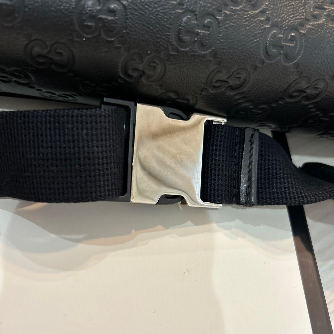 ⭐︎美品⭐︎グッチ ウエストバッグ GG シマ シェリーライン レザー ブラック