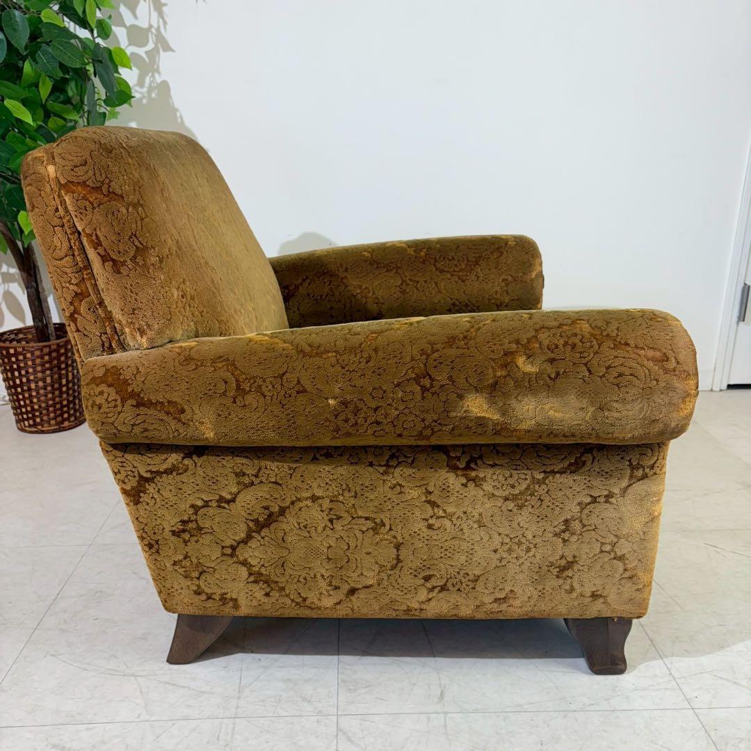 昭和レトロ 1人掛け ソファー　ダマスク柄 花柄 アームチェア アンティーク