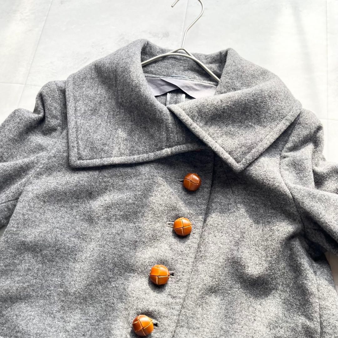 【美品】MAX MARA ビッグカラー ショートコート L くるみボタン