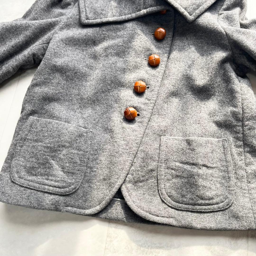 【美品】MAX MARA ビッグカラー ショートコート L くるみボタン