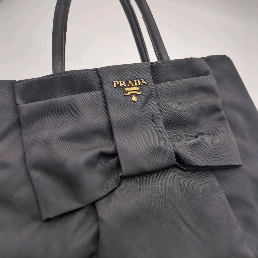 【人気モデル・美品】プラダ☆ハンドバッグ ナイロン テスート リボン ブラック