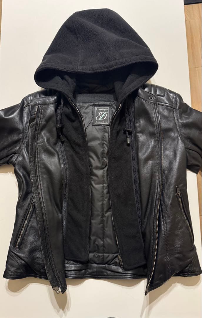 DEGNER デグナーシングルライダースジャケットフーディジャケット　2way