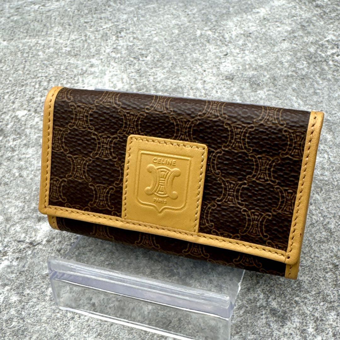 極美品　セリーヌ トリオンフ マカダム 6連キーケース ブラウン M14