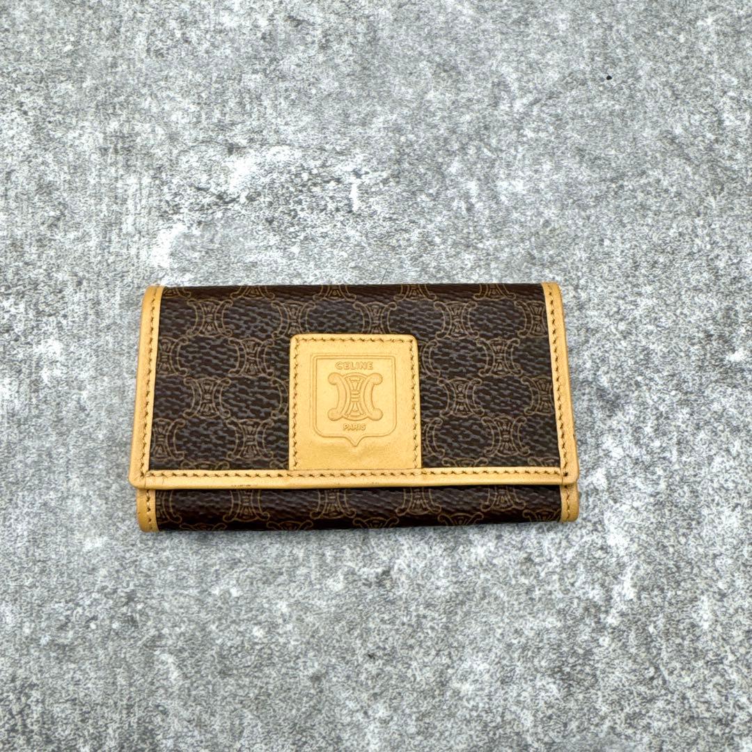 極美品　セリーヌ トリオンフ マカダム 6連キーケース ブラウン M14