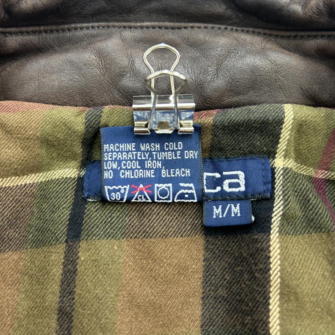 ア*ン様 90s　香港製　ノーティカ　襟レザー　ブルゾン　古着　グリーン　M