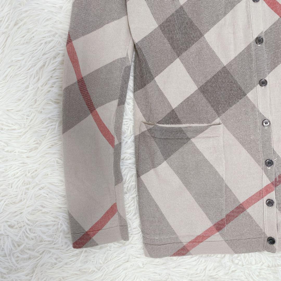 希少 BURBERRY メガノバチェック柄 カーディガン カシミヤ混 ベージュ