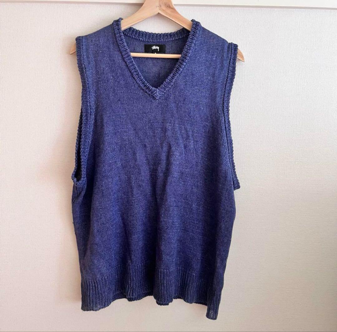 トップス STUSSY loose knit linen vest 24ss