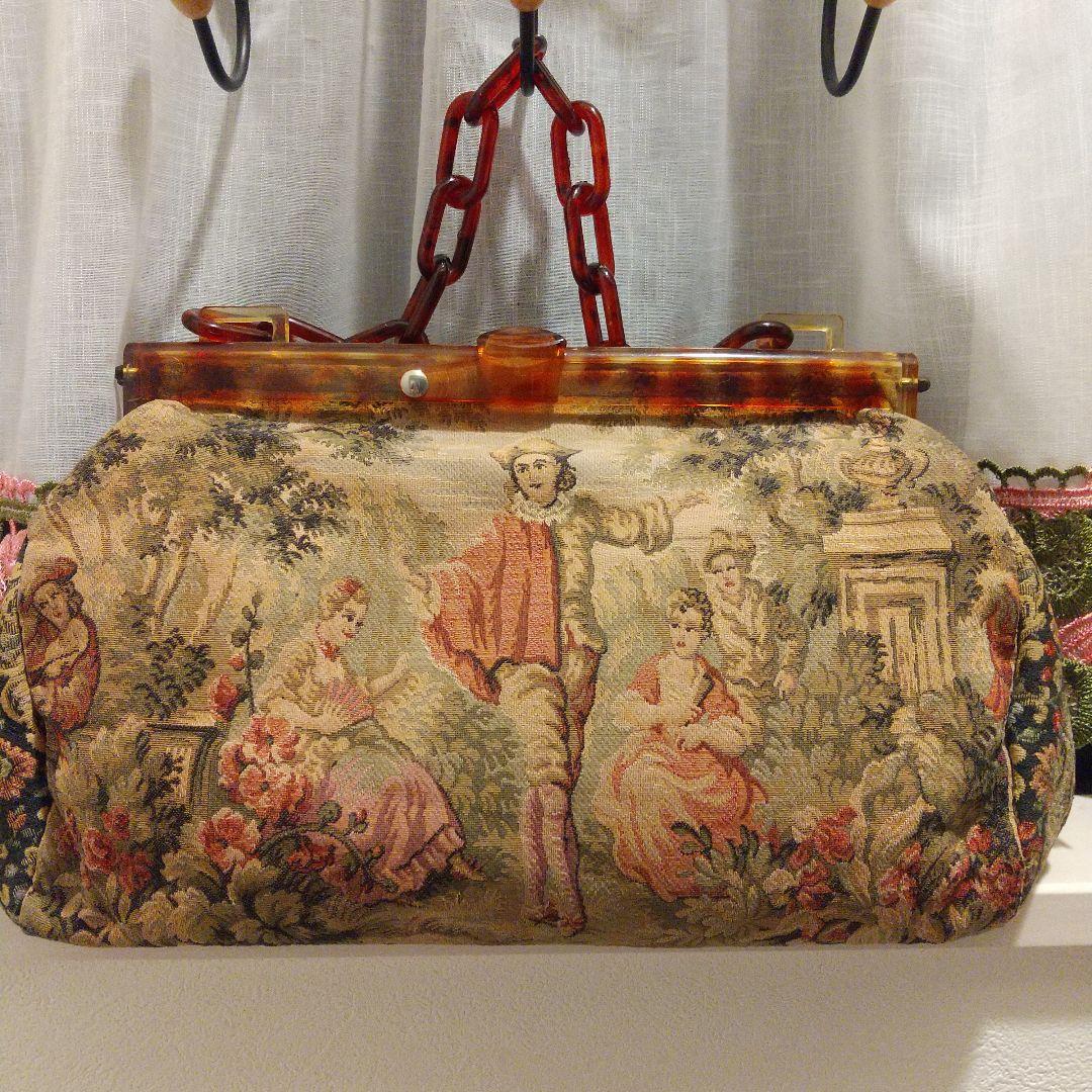 フランス製 プチポワン ゴブラン ハンドバッグ