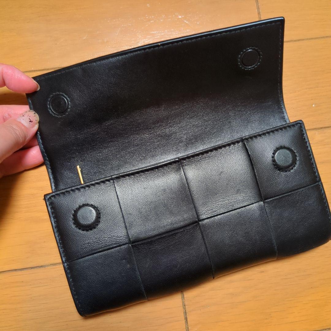 最終値下げ　ボッテガヴェネタ　マキシイントレチャートカセット　長財布　ブラック