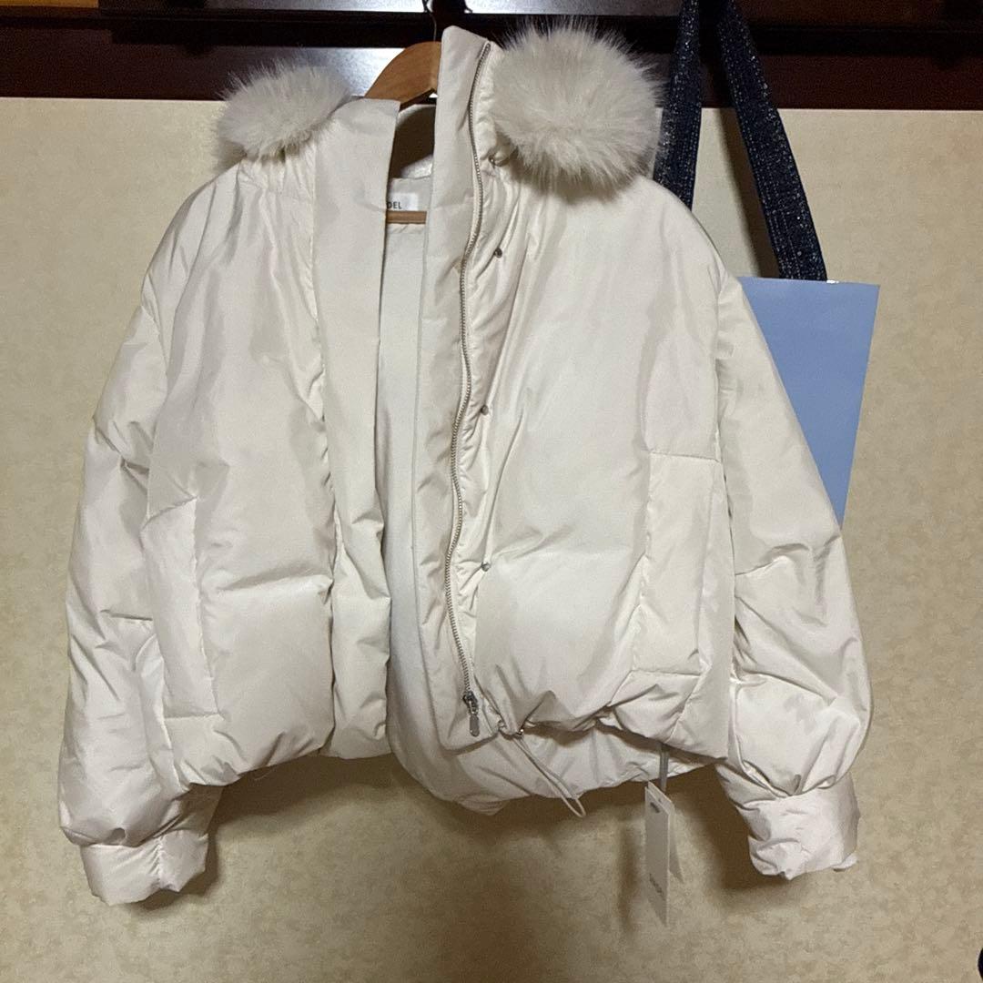 snidel スナイデル 西川 フードファー ショートダウン アイボリー