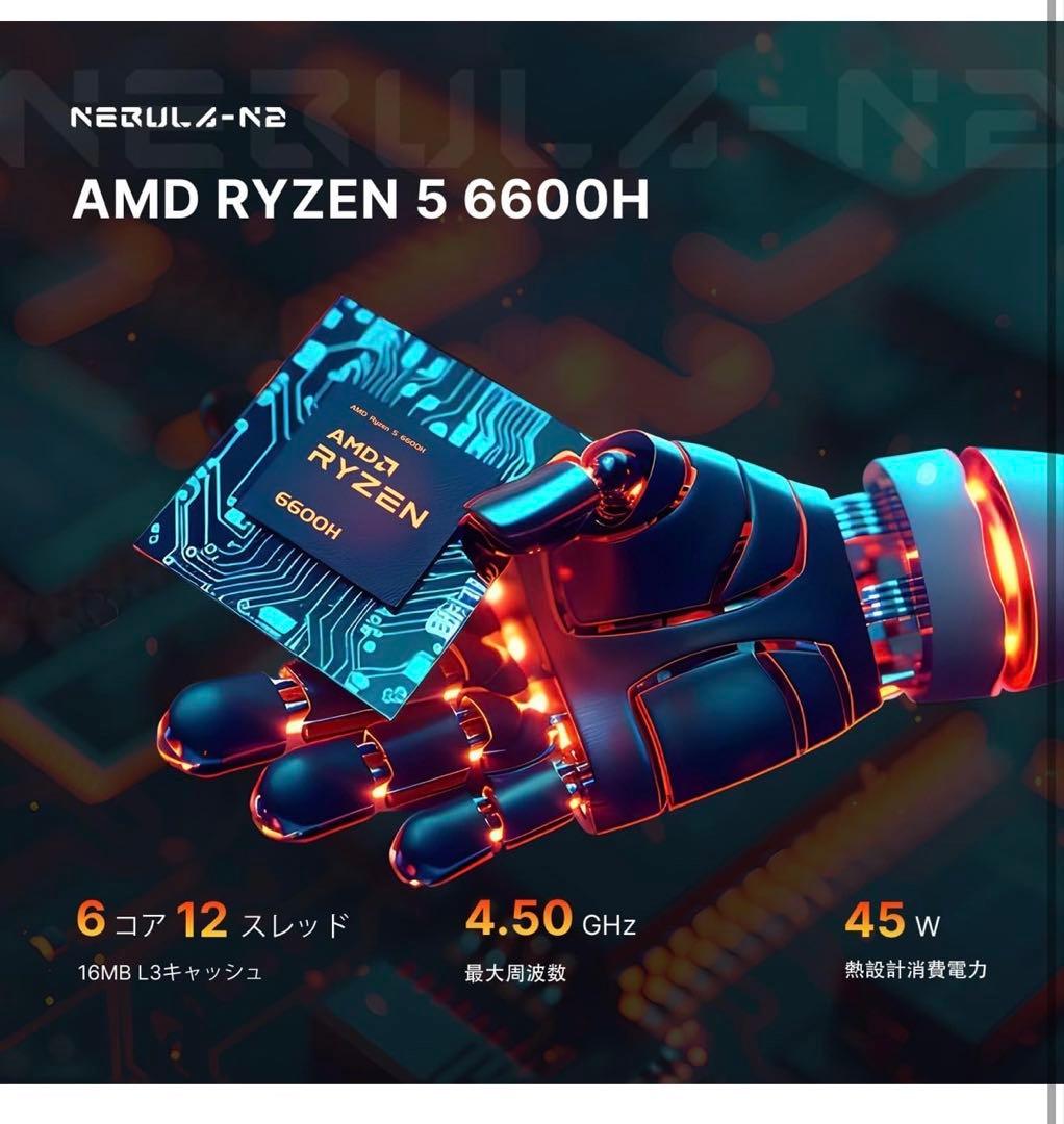 ミニPC ORIGIMAGIC N2 Ryzen 5 6600H 32GB 512GB