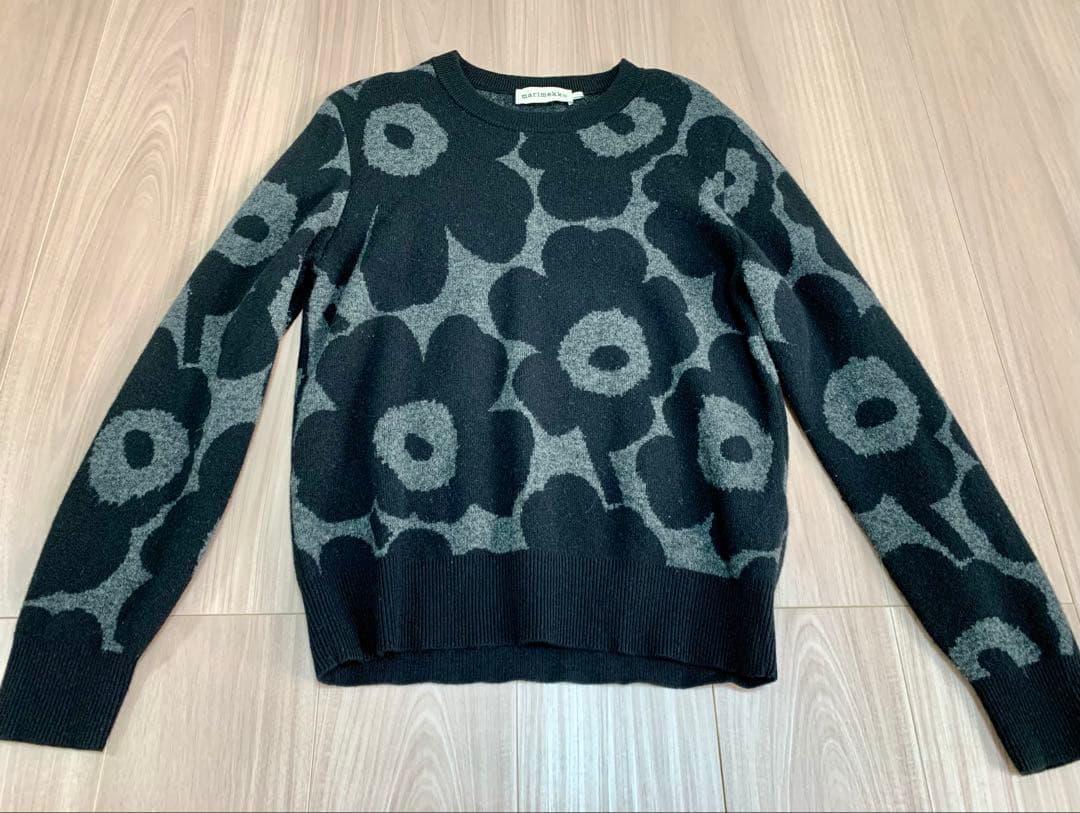 marimekkoのUNIKKO柄セーター/グレー/ウールニット マリメッコ