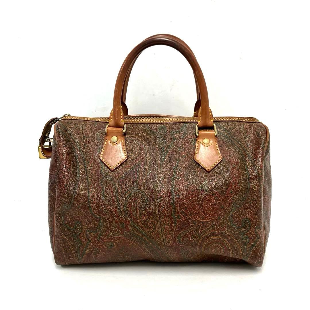 大人気☆ETRO☆エトロ☆ミニボストンバッグ☆レザー☆ペイズリー☆ブラウン！
